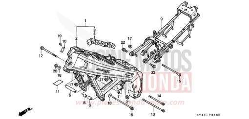CARROSSERIE DE CHASSIS NSR125RN de 1992